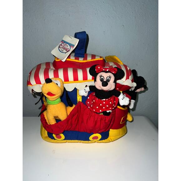 Disney's Toon Town Plush Jolly Trolley Mickey & Friends W/Pocket Dolls RARE - Picture 2 of 2